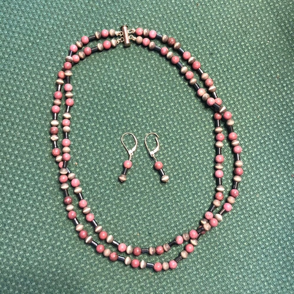 Rhodonite, tiger’s eye & hematite jewelry